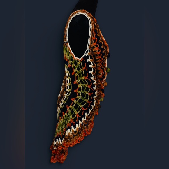 Helen Harper 60/70’s Handmade Crochet Dress Vest Coverup - Picture 4 of 6